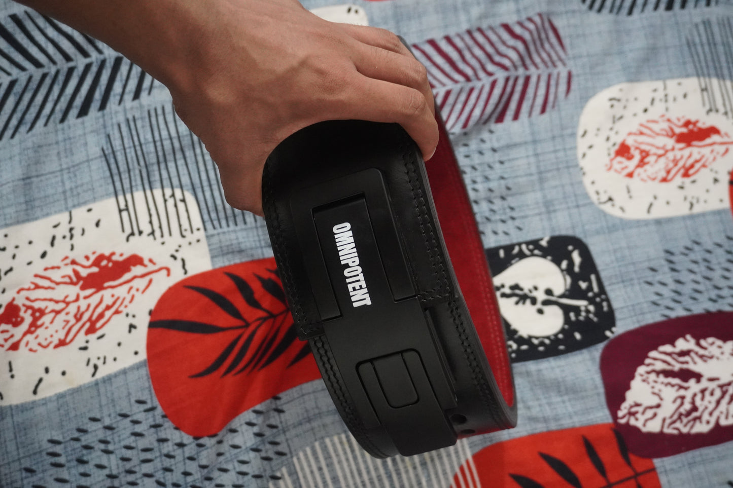OMNIPOTENT Limited Edition Lever Belt – Premium Black Leather with Red Suede Lining | 1 of 95 Worldwide