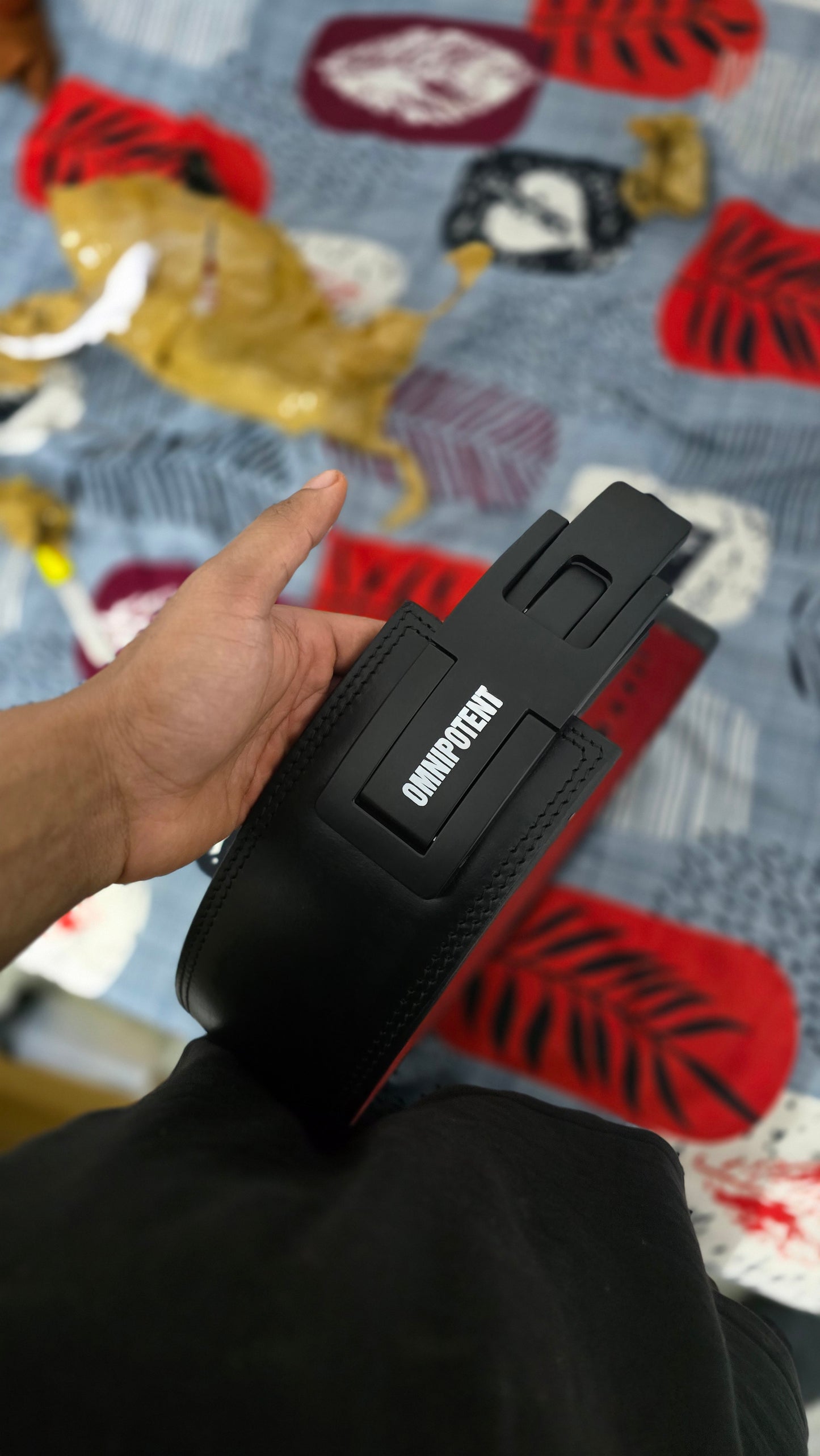 OMNIPOTENT Limited Edition Lever Belt – Premium Black Leather with Red Suede Lining | 1 of 95 Worldwide